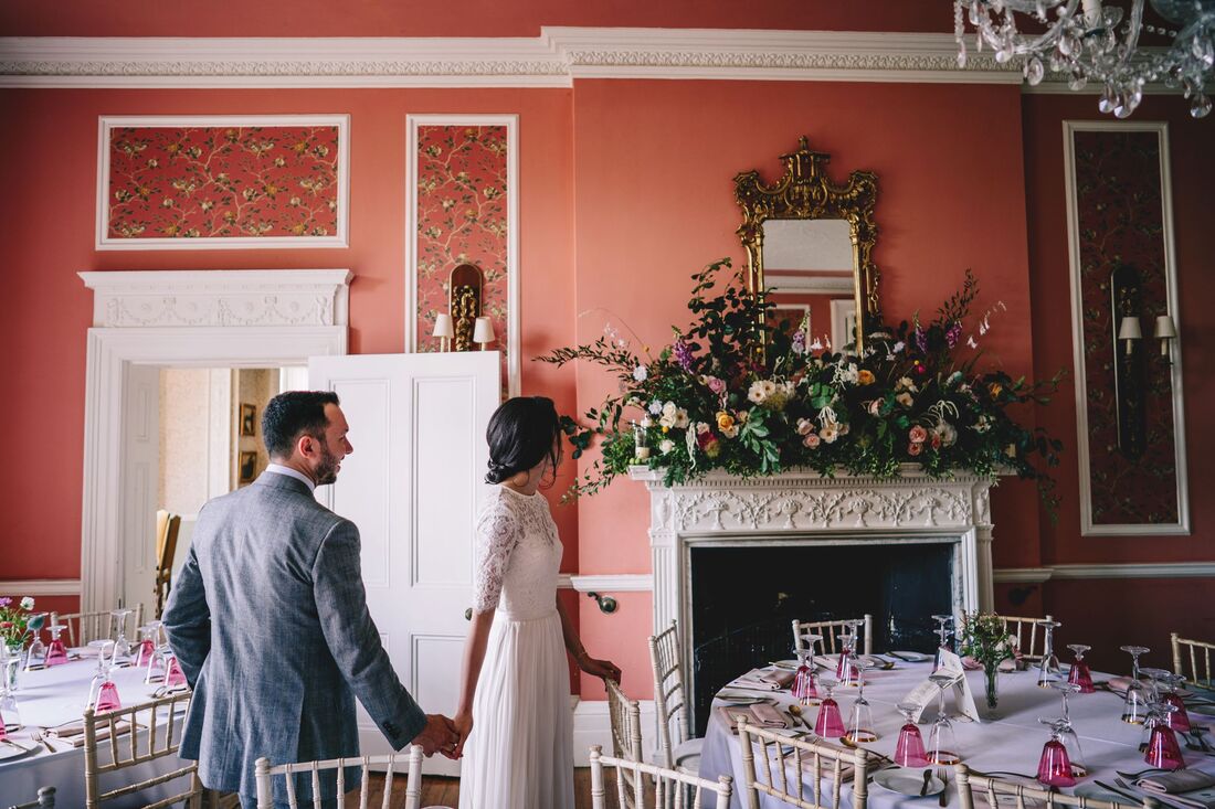 stunning wedding flowers at country house wedding venue