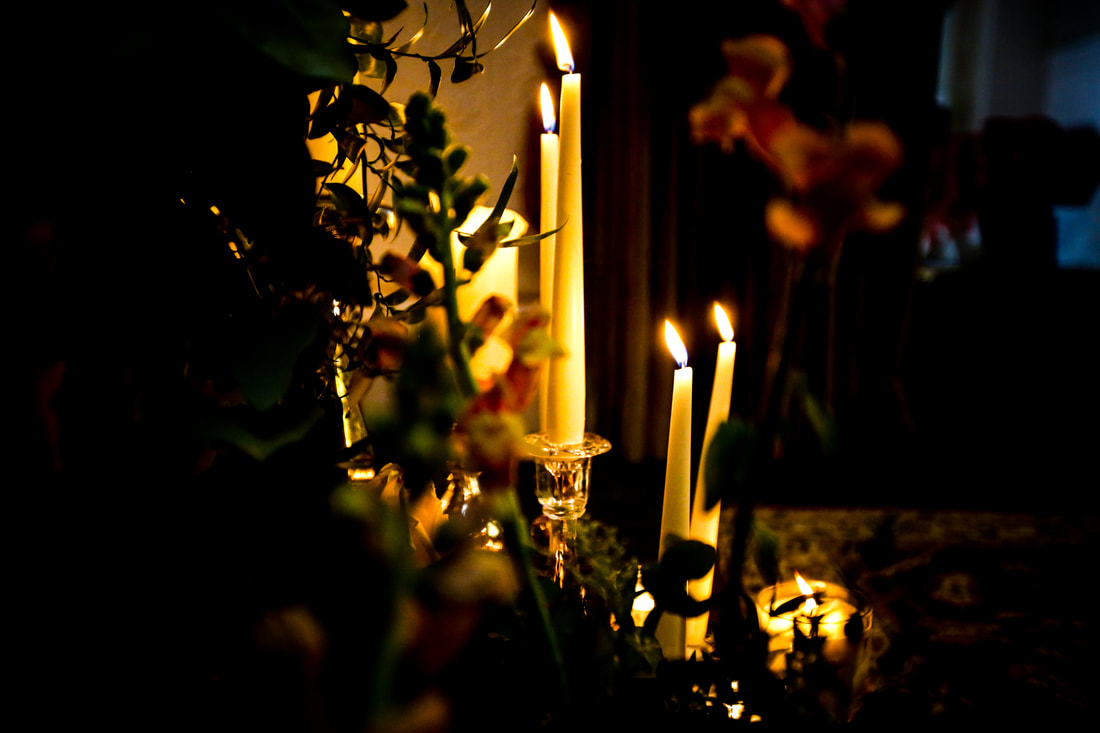 Candle light for romantic wedding atmosphere at country house wedding venue Penton Park
